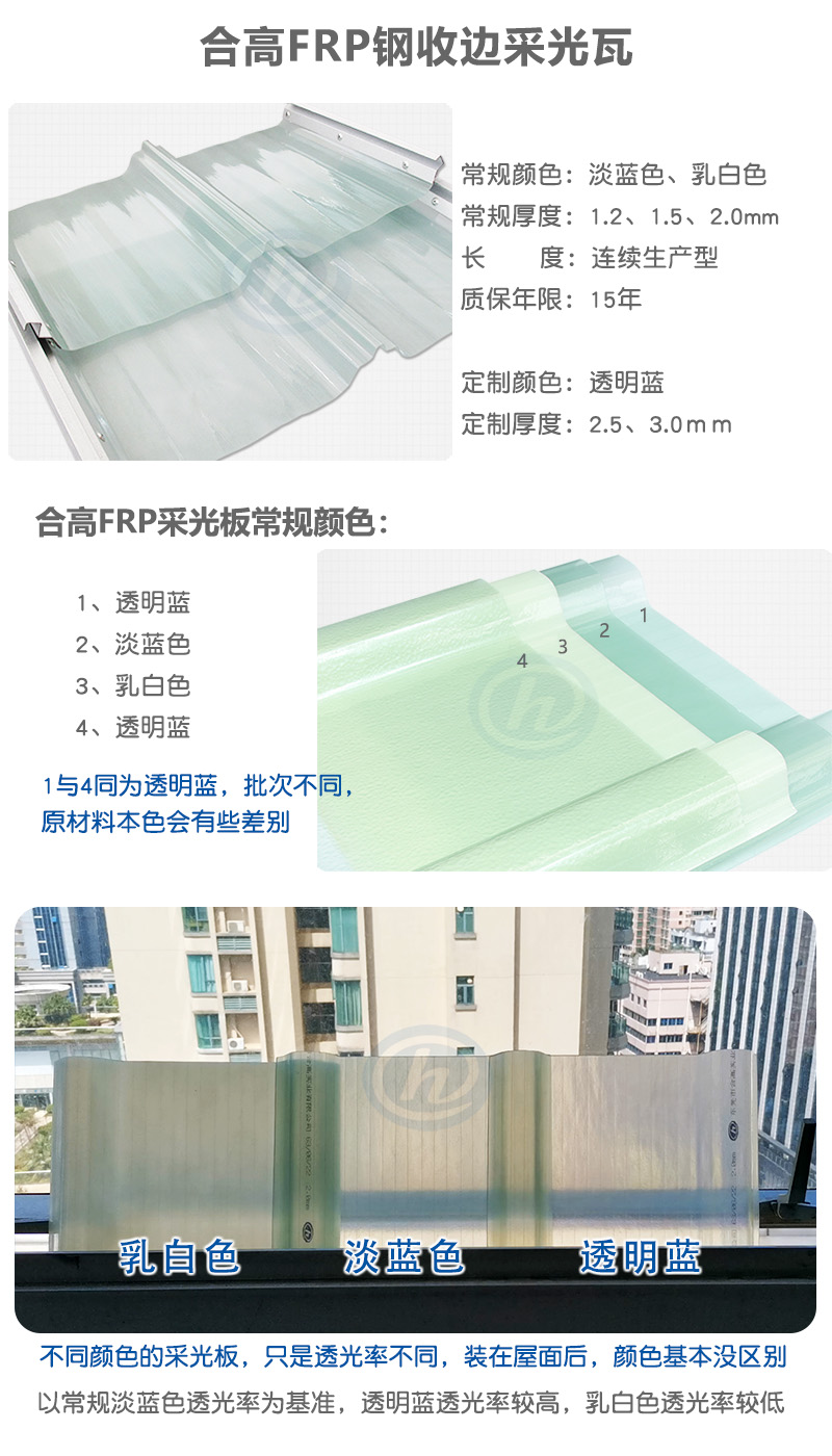 GRP钢收边采光板